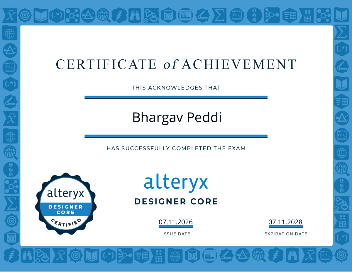 Alteryx Designer Core Certification certificate