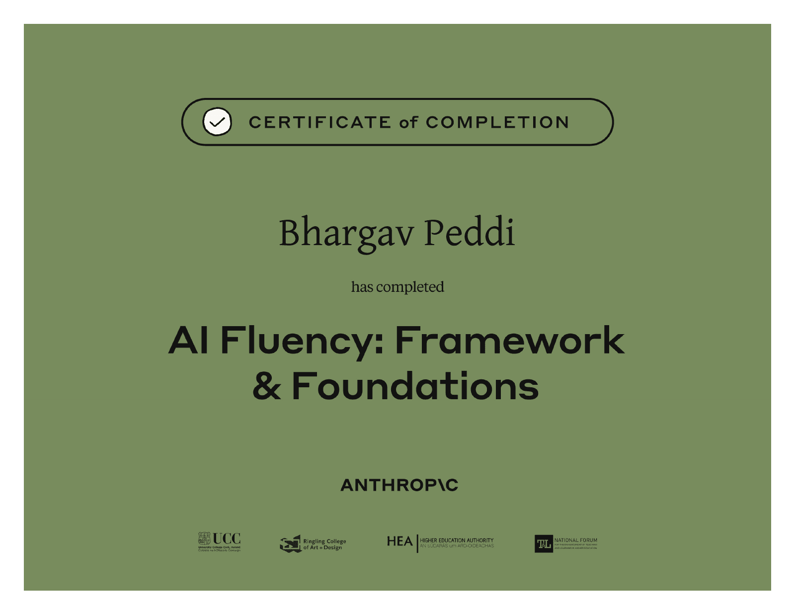 AI Fluency: Framework & Foundations certificate
