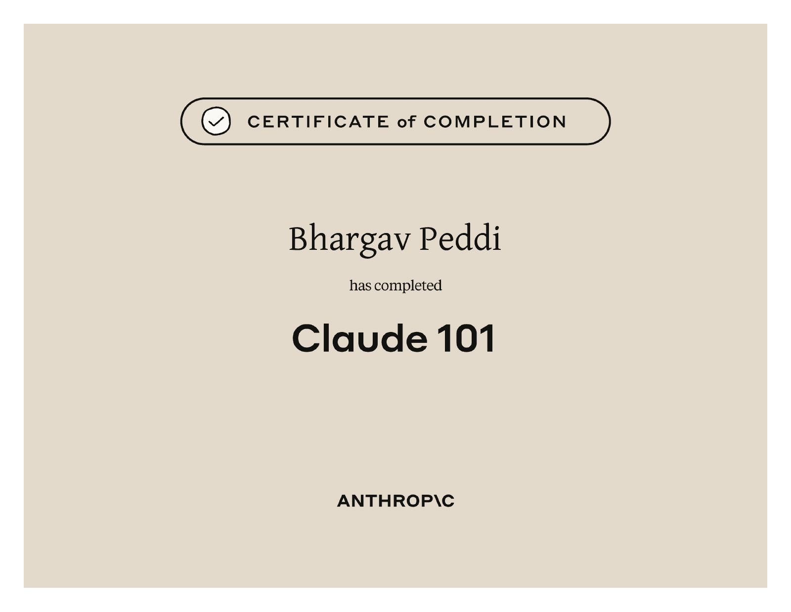 Claude 101 certificate