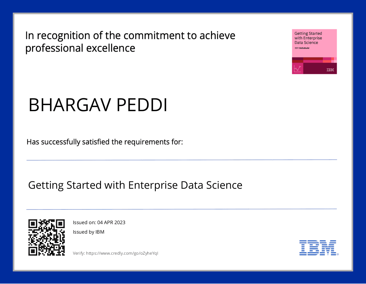 Getting Started with Enterprise Data Science certificate